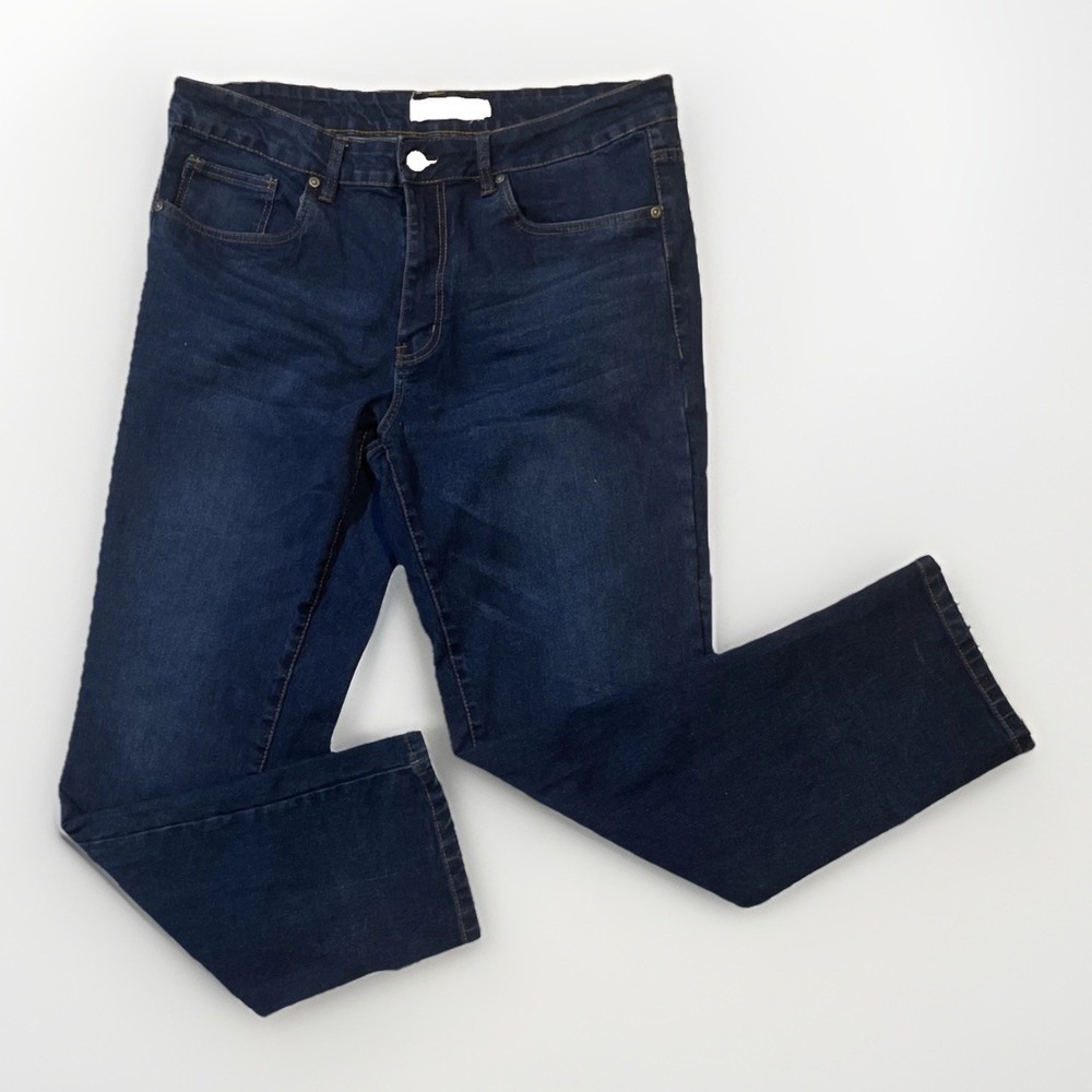 Stitches And Rivets‎ Jeans Mens Sz 36x32 Blue Fade Slim Fit Straight Leg Stretch